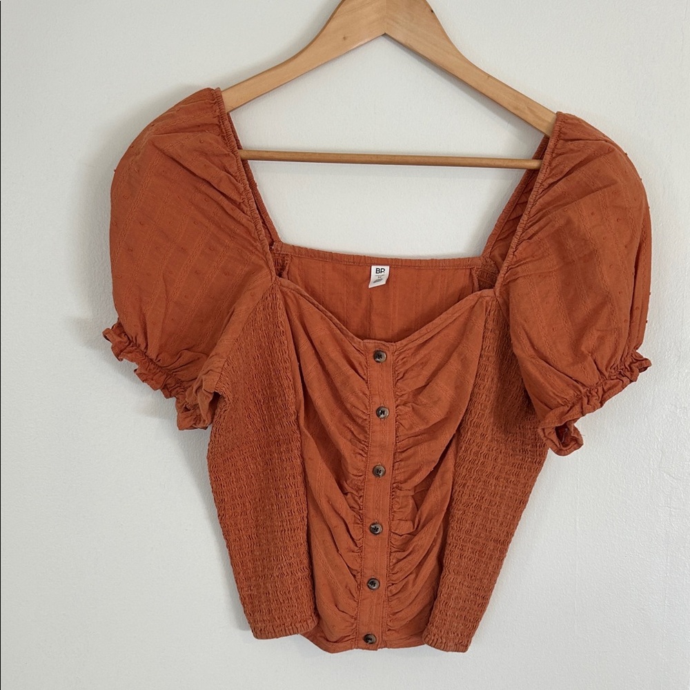BP Orange Puff Sleeve Blouse